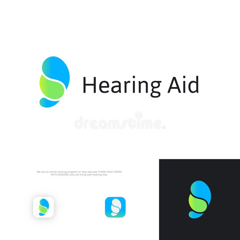 Hearing Aid Logo Concept, Ear Assistance, Abstract Vector Logotype. Stock Vector Illustration