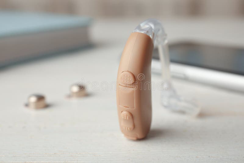 Hearing Aid on Table, Closeup. Stock Image Image of amplifier, deaf