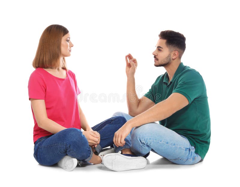 Hearing Impaired Friends Using Sign Language for Communication Stock ...