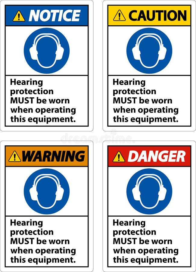 Hearing Protection Must Be Worn Sign Stock Vector Illustration of health, notice 255622411