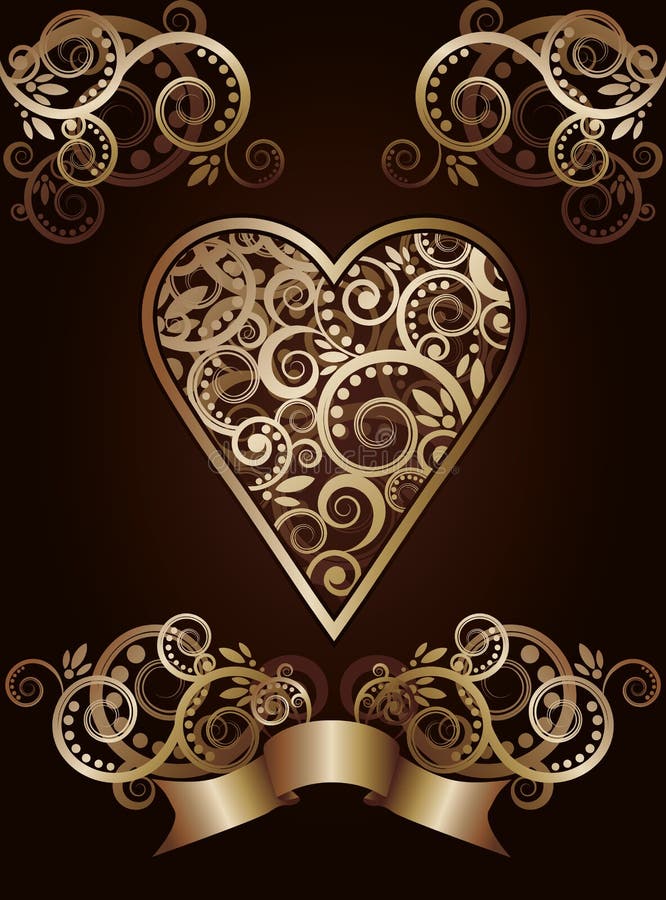 Heart ace poker playing cards, vector illustration. Golden poker vectors