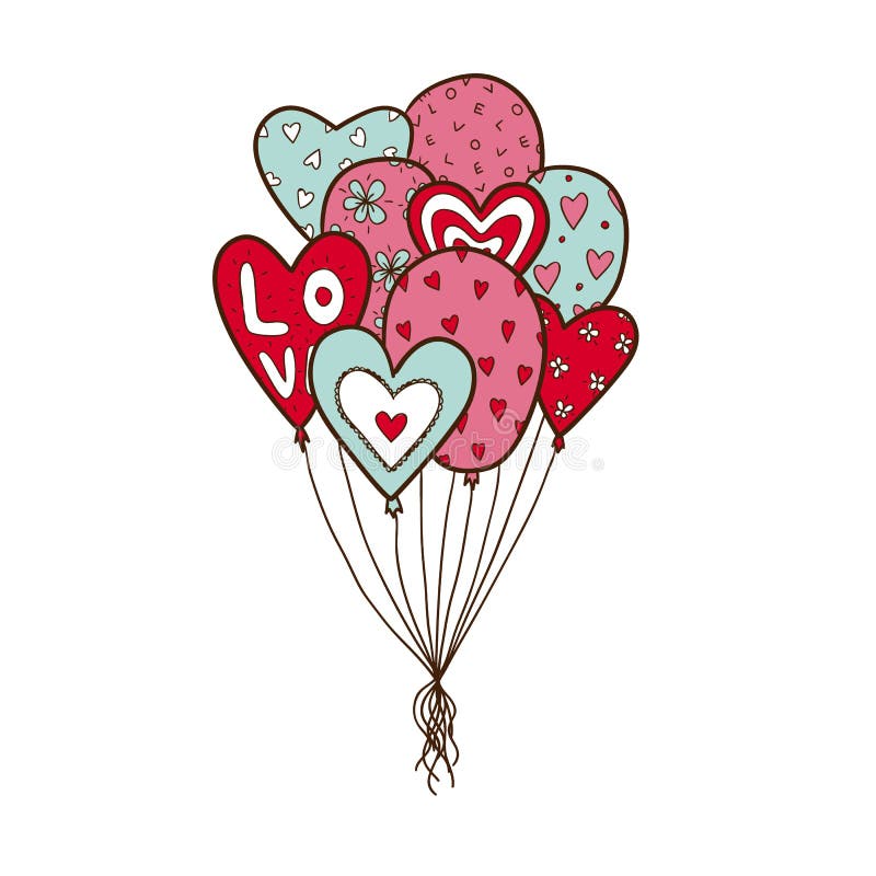 Heart air balloons batch. stock vector. Illustration of card 36990742