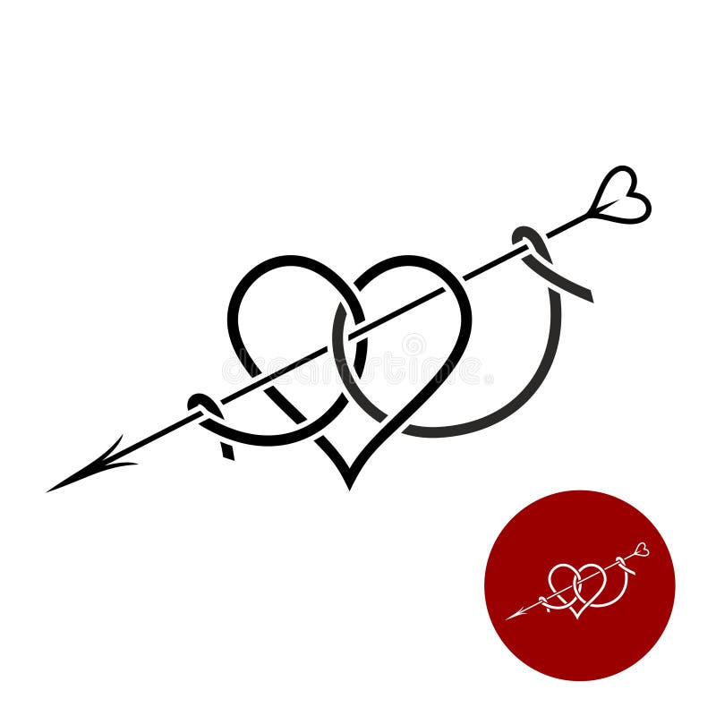Heart with Arrow Tattoo Style Linear Logo. Stock Vector - Illustration of  sign, icon: 101447677
