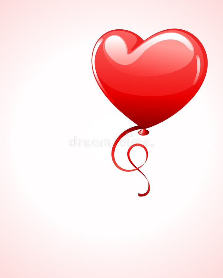 Heart as air balloon with ribbon