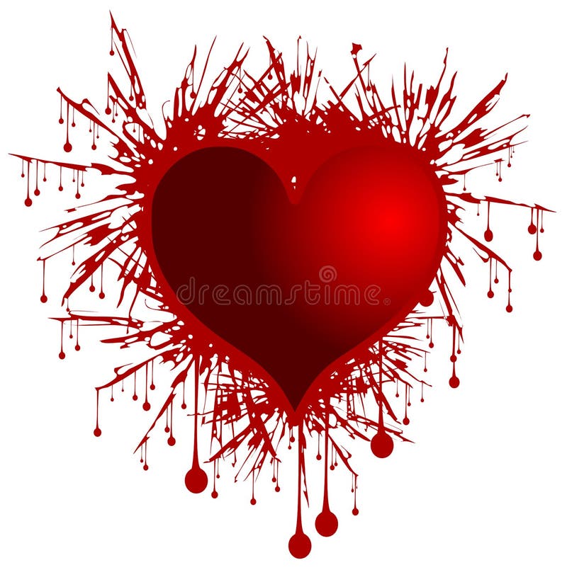 Heart on bleeding background isolated