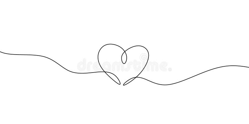 Vector One Line Drawing of Heart Stroke Image. Love Sketch Symbol Stock ...