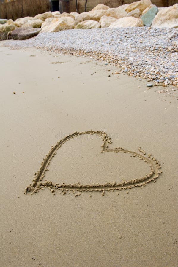 Heart on the beach. stock photo. Image of romantic, coastline 20265128