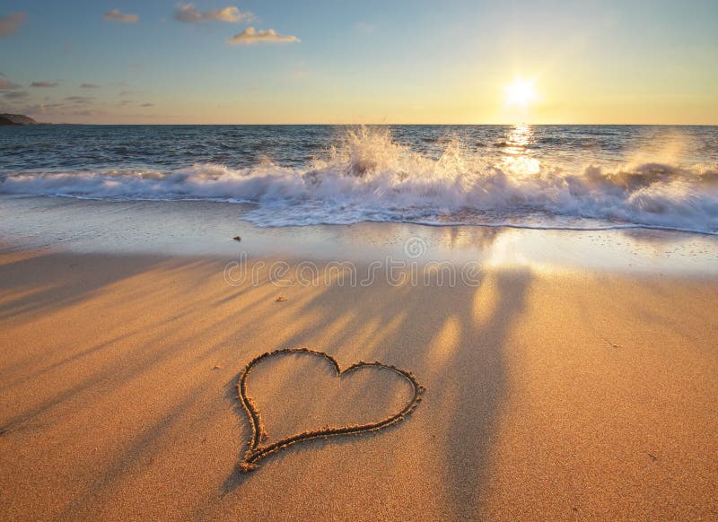Heart on beach. stock photo. Image of sand, peace, relax 110658034