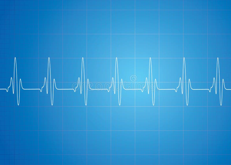 Heart Beat on Blue Background Stock Illustration Illustration of wave