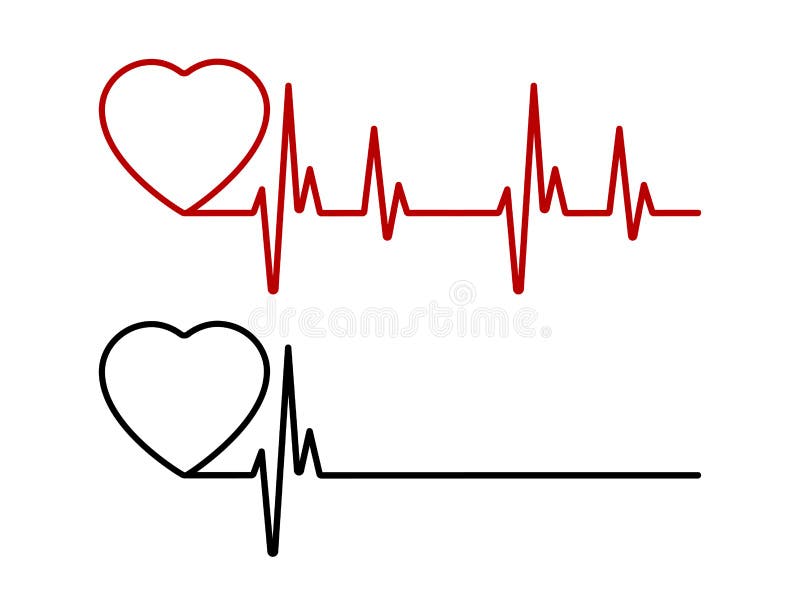 Red Heart And EKG Lines stock illustration. Illustration of heartbeats ...