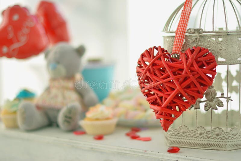 Heart and the bird cage. Vintage background. Love romance concept. stock photography Heart and the bird cage. Vintage background. Love romance concept. stock photography