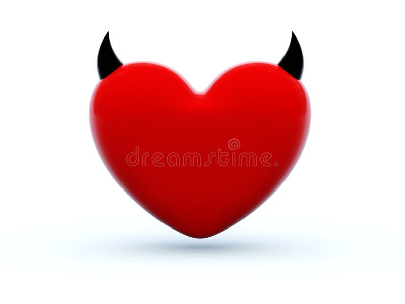 Heart with black horns stock illustration. Illustration of valentine