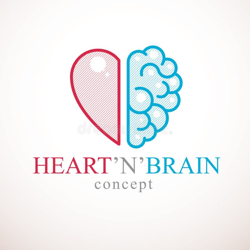 Heart and Brain concept, conflict between emotions and rational