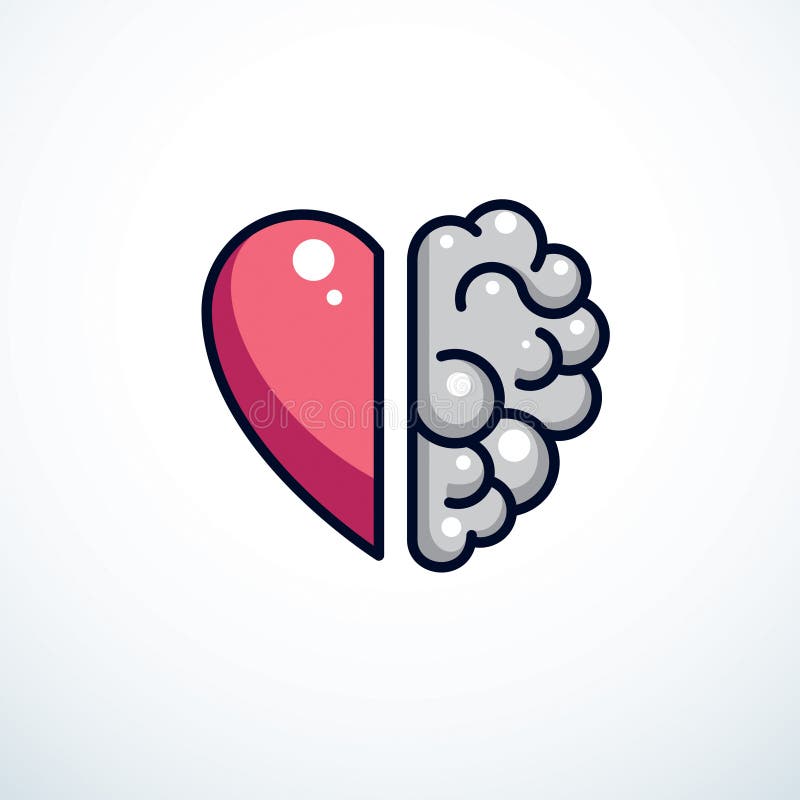 Heart and Brain concept, conflict between emotions and rational