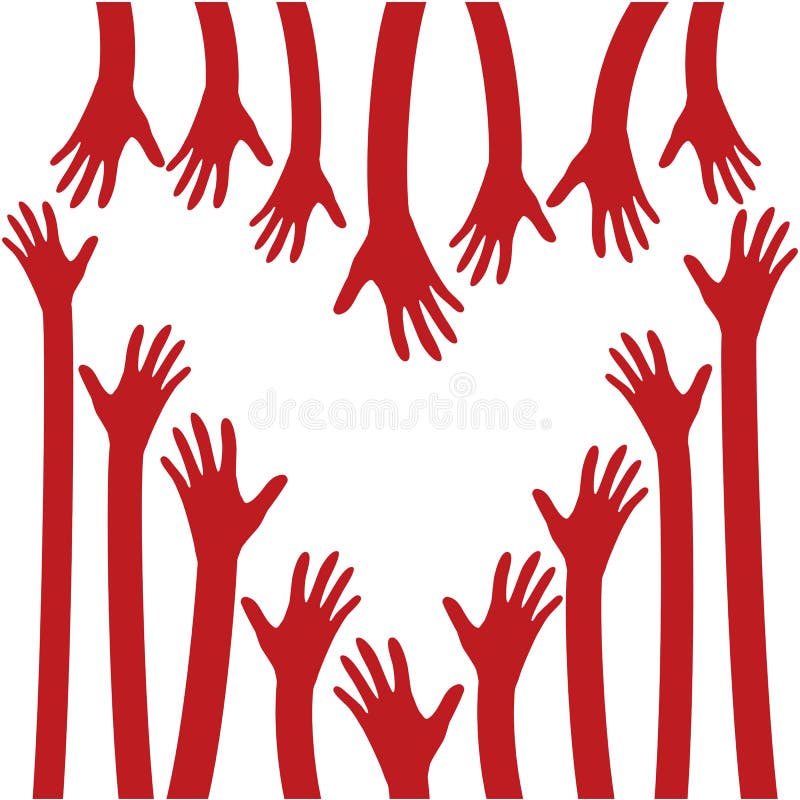 Heart and bright hands. Love, Hope, Care Logo, Vector Illustration stock illustration