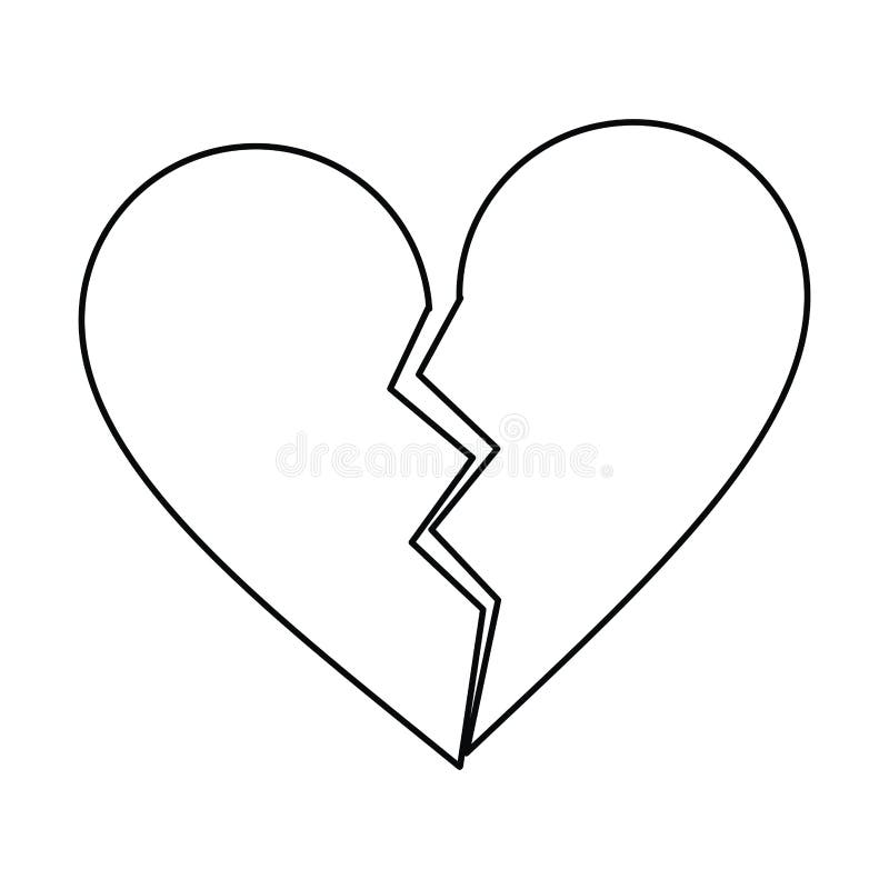 Zlomené srdce smutné odloučení osnovy, vektorové ilustrace eps 10