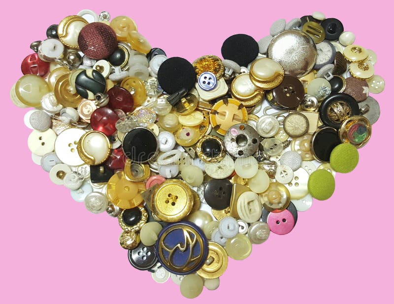 Premium PSD  Handcrafted heart shaped buttons painted on