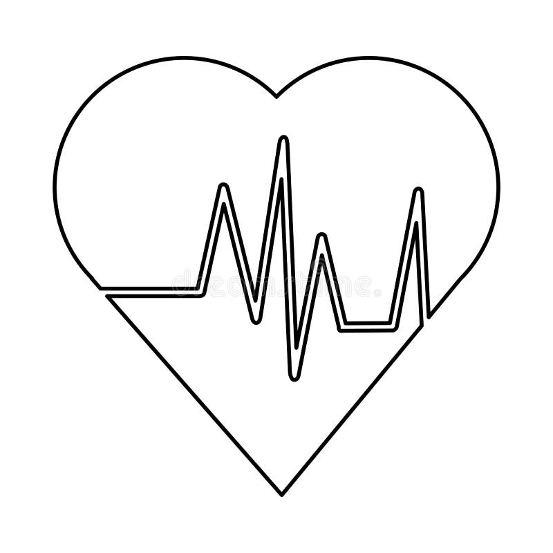 Heart Cardio Heartbeat Symbol in Black and White Stock Vector ...