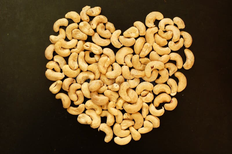 Heart From Cashew Nuts On The Black Background Stock Photo Image of