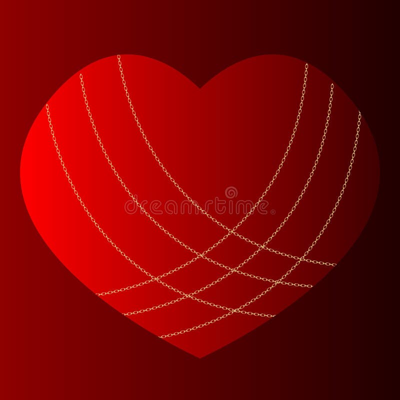 Heart in chains or card. Retro flat closeup of red heart in chains on pink background. Fashion valentine day ornament. Valentines stock illustration Heart in chains or card. Retro flat closeup of red heart in chains on pink background. Fashion valentine day ornament. Valentines stock illustration