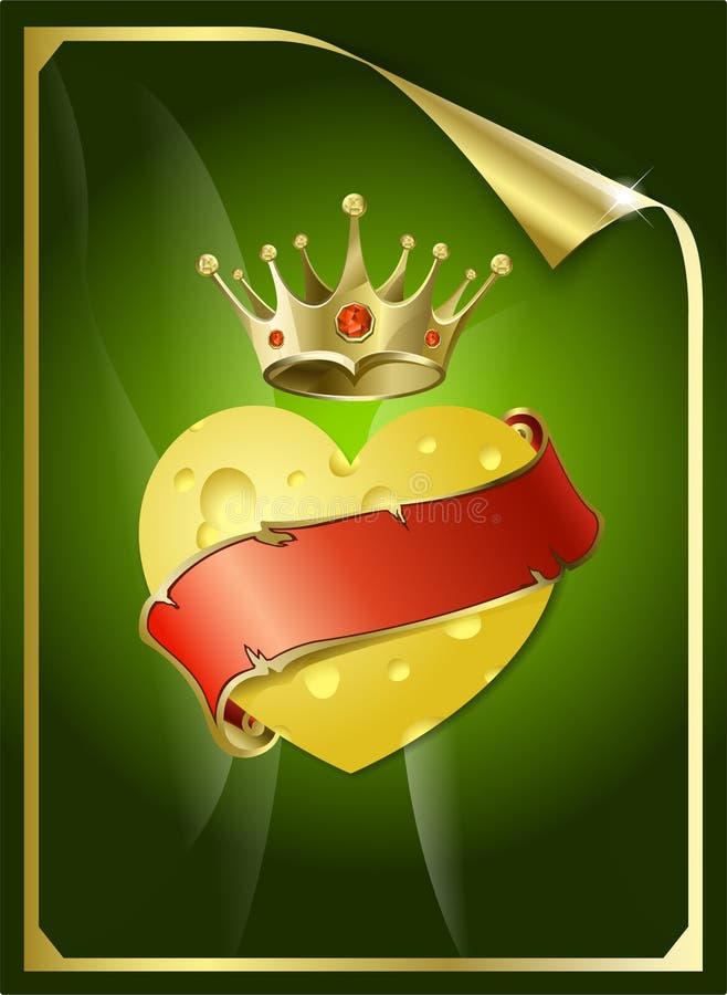 Heart from cheese and a gold crown.