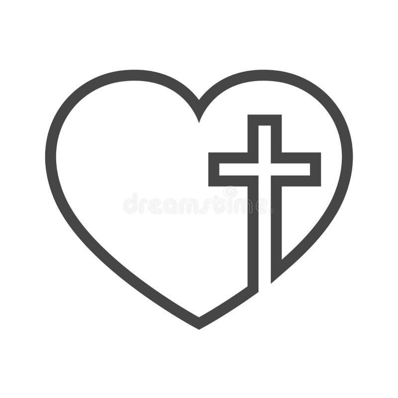 Heart With Christian Cross Inside. Vector Illustration ...