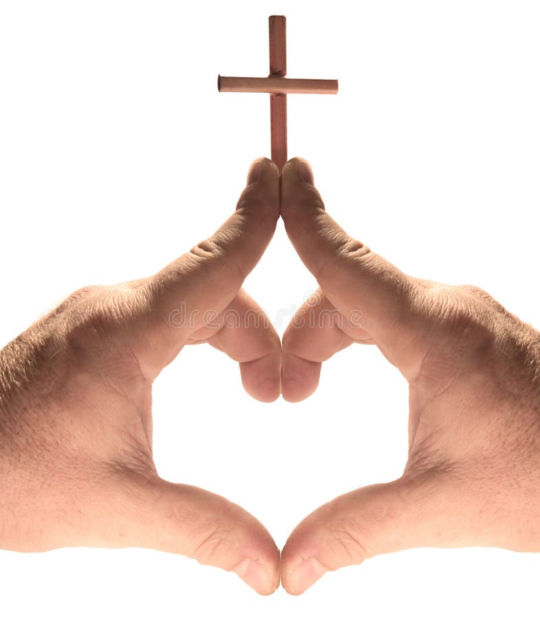 Heart,Church,Cross Hands Isolated on WHite