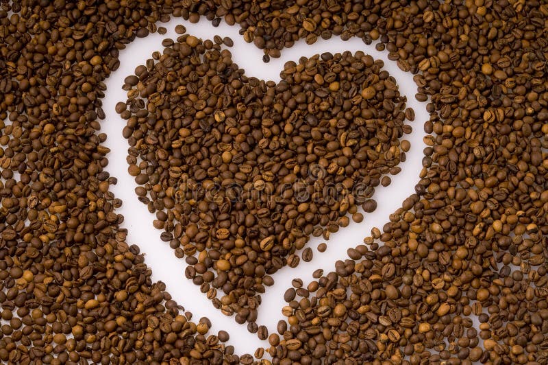 Heart on coffee beans