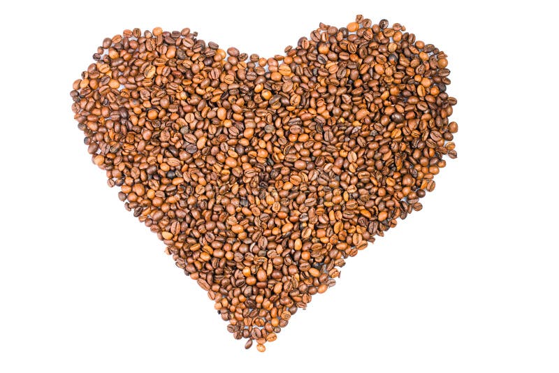 Heart from Coffee Beans Isolated on a White Background Stock Image