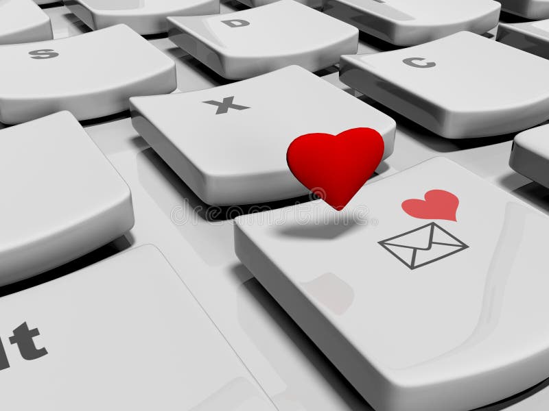 Heart on computer keyboard stock illustration. Illustration of notebook