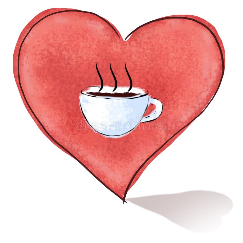 Heart_And_Cup_Of_Coffee stock illustration. Illustration of espresso