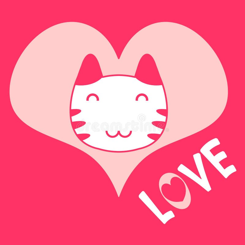 Heart and cute kitten stock vector. Illustration of love - 27665500