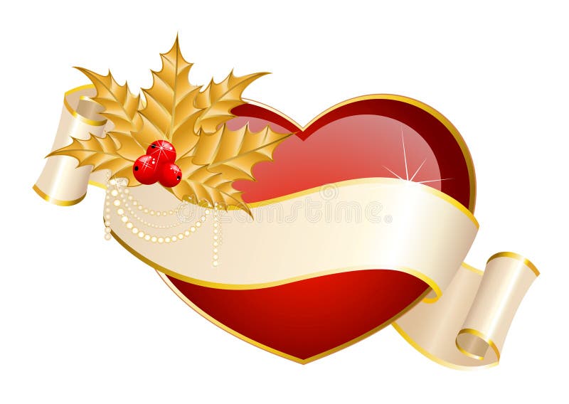 Heart is decorated a ribbon