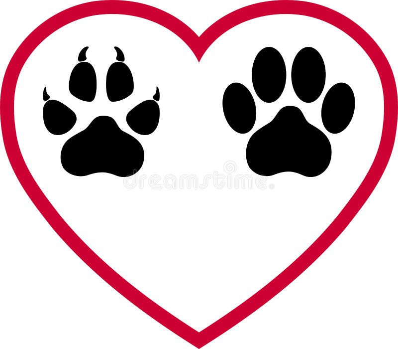 kan ikke se Giftig kryds Heart and Dog Paws, Wolf Paws, Dogs and Wolves Logo Stock Vector -  Illustration of human, friend: 135016413