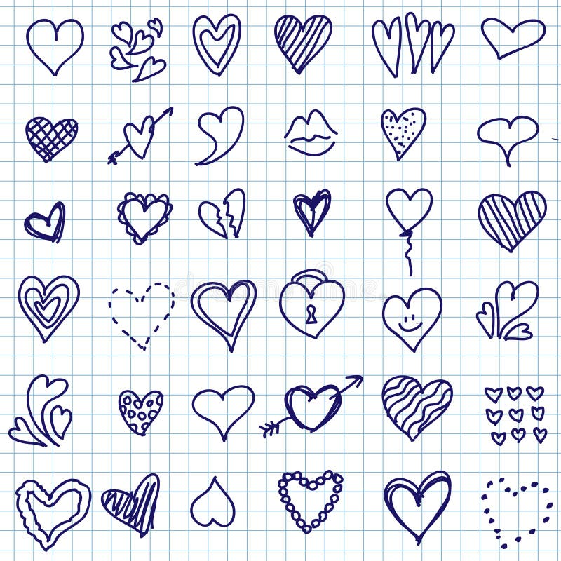 Heart doodle set vector illustration