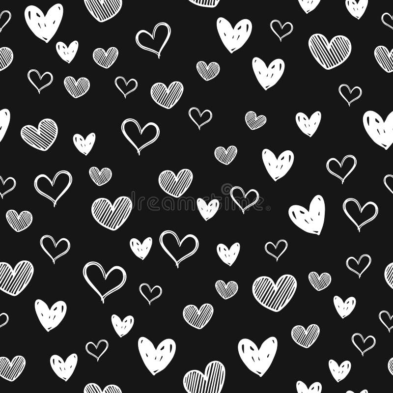 Heart doodles seamless pattern stock illustration