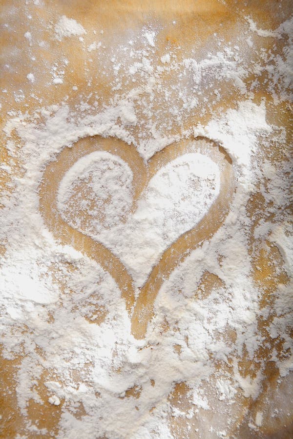 Heart drawn in flour stock photo. Image of close, high - 26547268