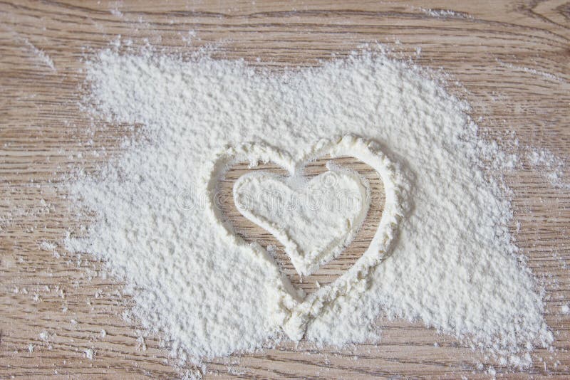 Heart drawn on flour stock image. Image of flour, heart 28073785