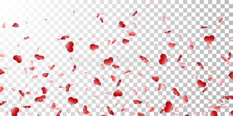 Heart Confetti Falling on Transparent Background. Flower Petal in