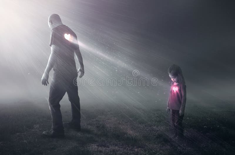 A father`s open heart allows a little girl to receive his love. A father`s open heart allows a little girl to receive his love