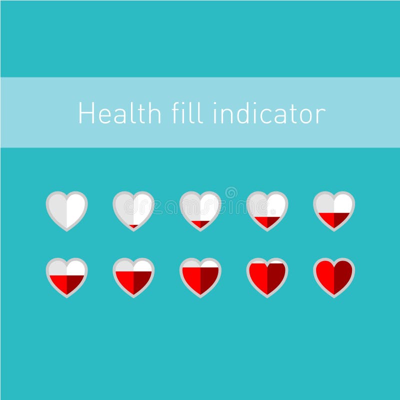 Heart fill indicator scale with 10 animation frames royalty free illustration Heart fill indicator scale with 10 animation frames royalty free illustration