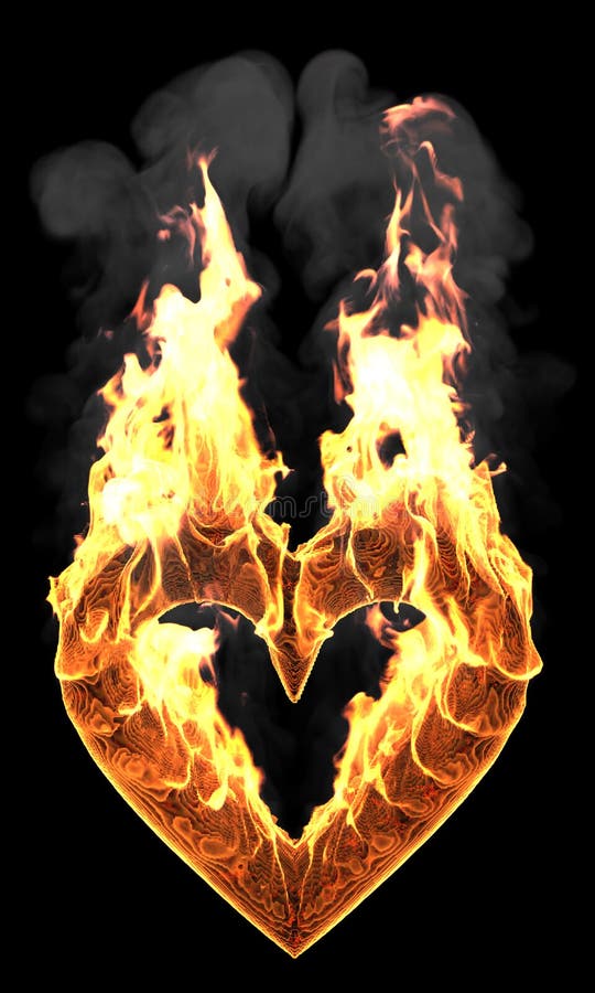 Heart fire and smoke stock illustration