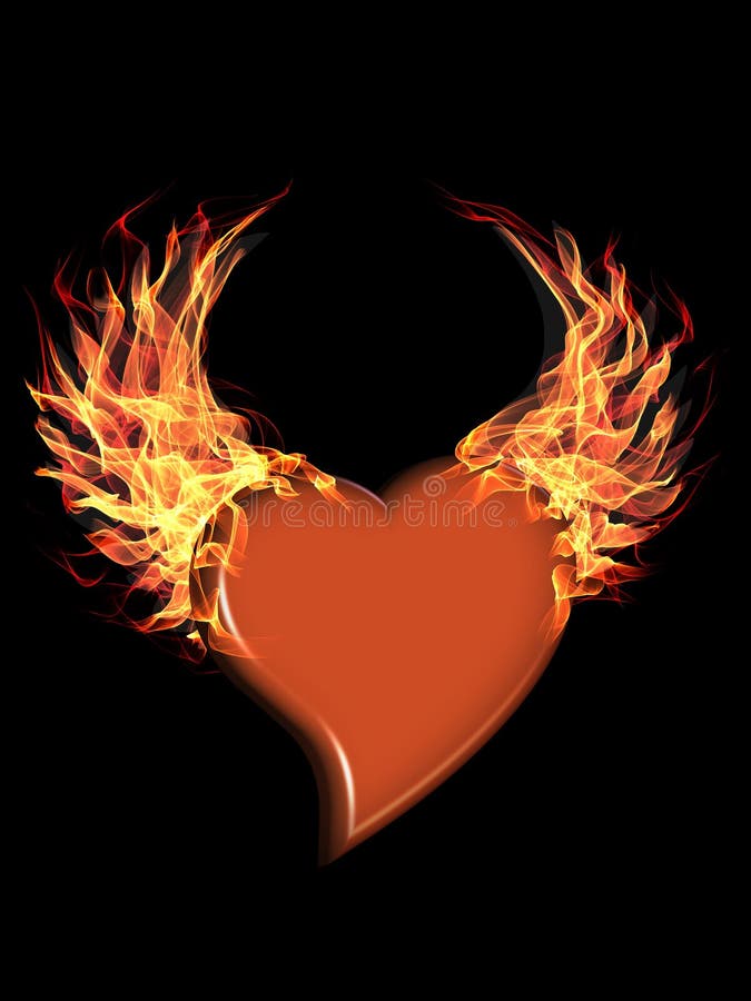 Heart with fire wings stock illustration. Illustration of ardent 19623578