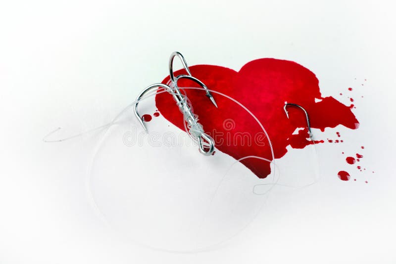 Heart and fishhook stock image. Image of danger, heart 6623737