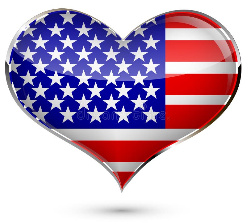 Heart with the flag of usa