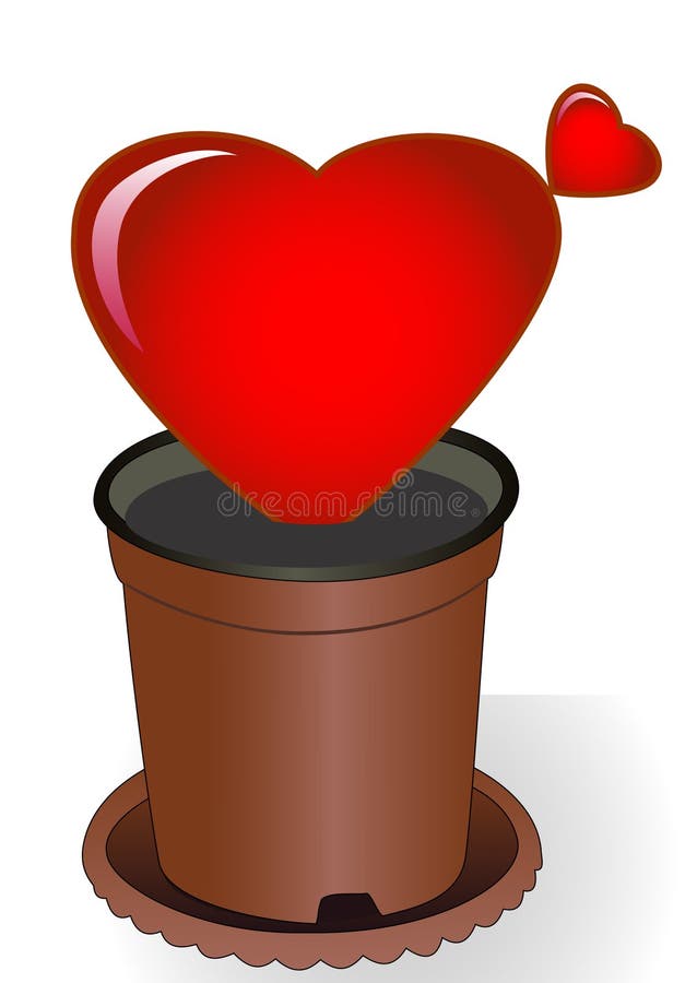 Heart in a flowerpot vector illustration Heart in a flowerpot vector illustration