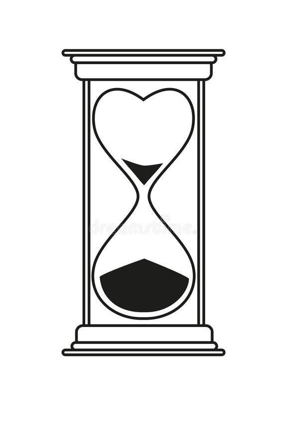 hourglass clipart black and white hearts