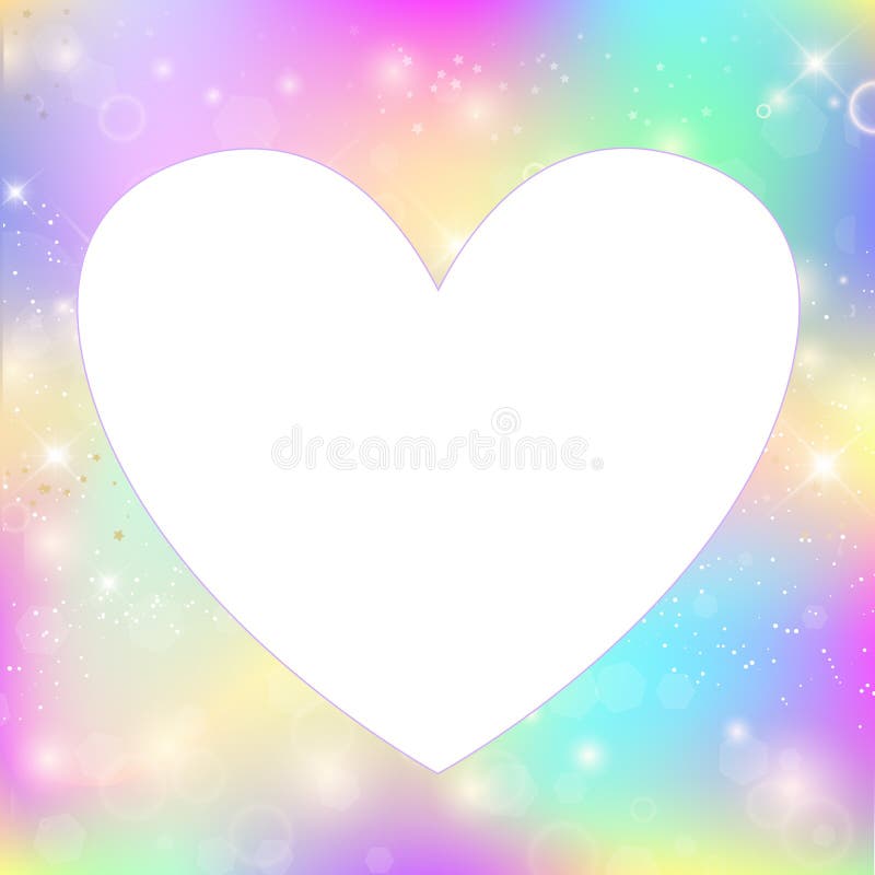 Heart frame magic background with rainbow mesh