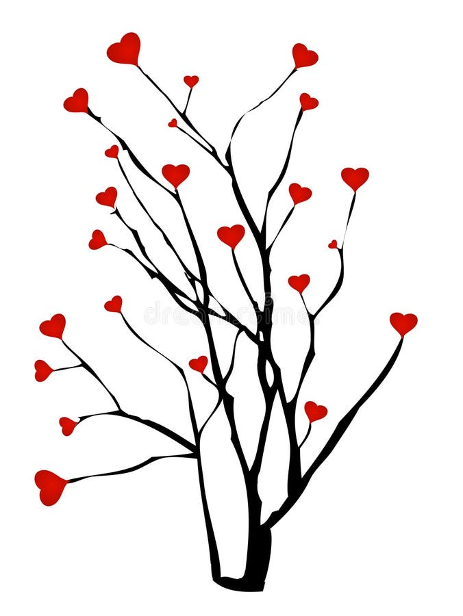Árvore frutífera com impressão de corações