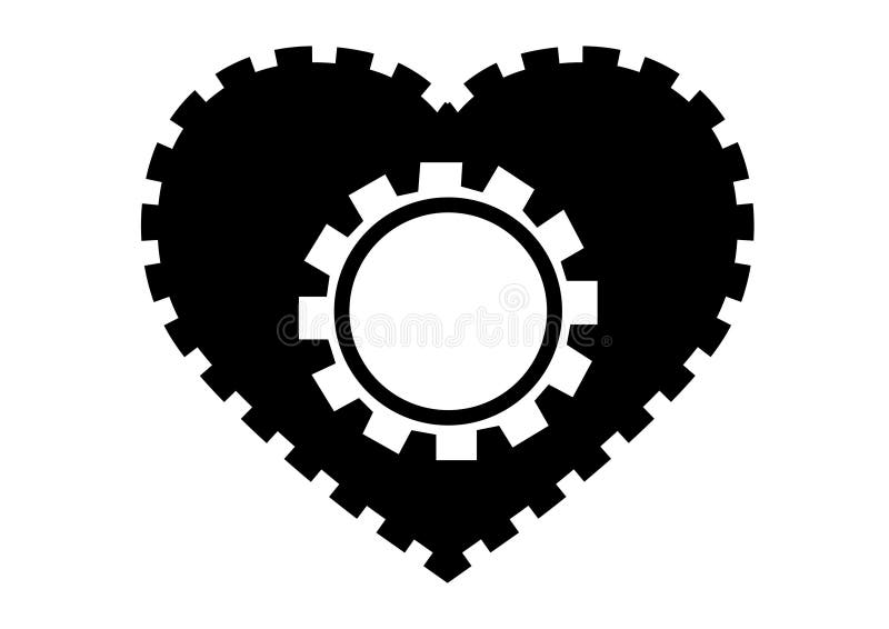 Heart gear steampunk love contour black